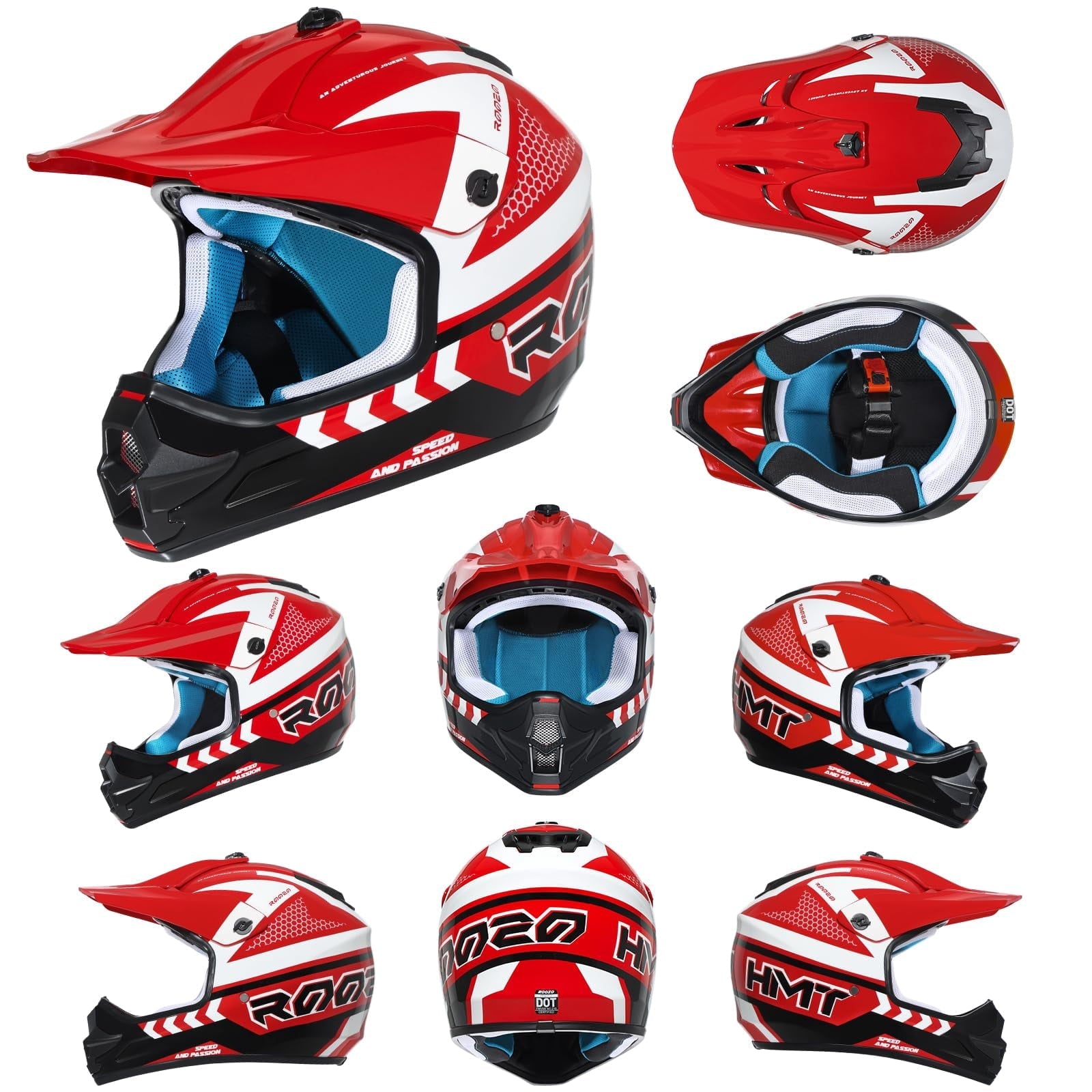 Youth Dirt Bike Helmet DOT Certified - Full Face Motorcycle Helmet for Off-Road, ATV, Street Riding, Includes Adjustable Goggles & Protective Gloves