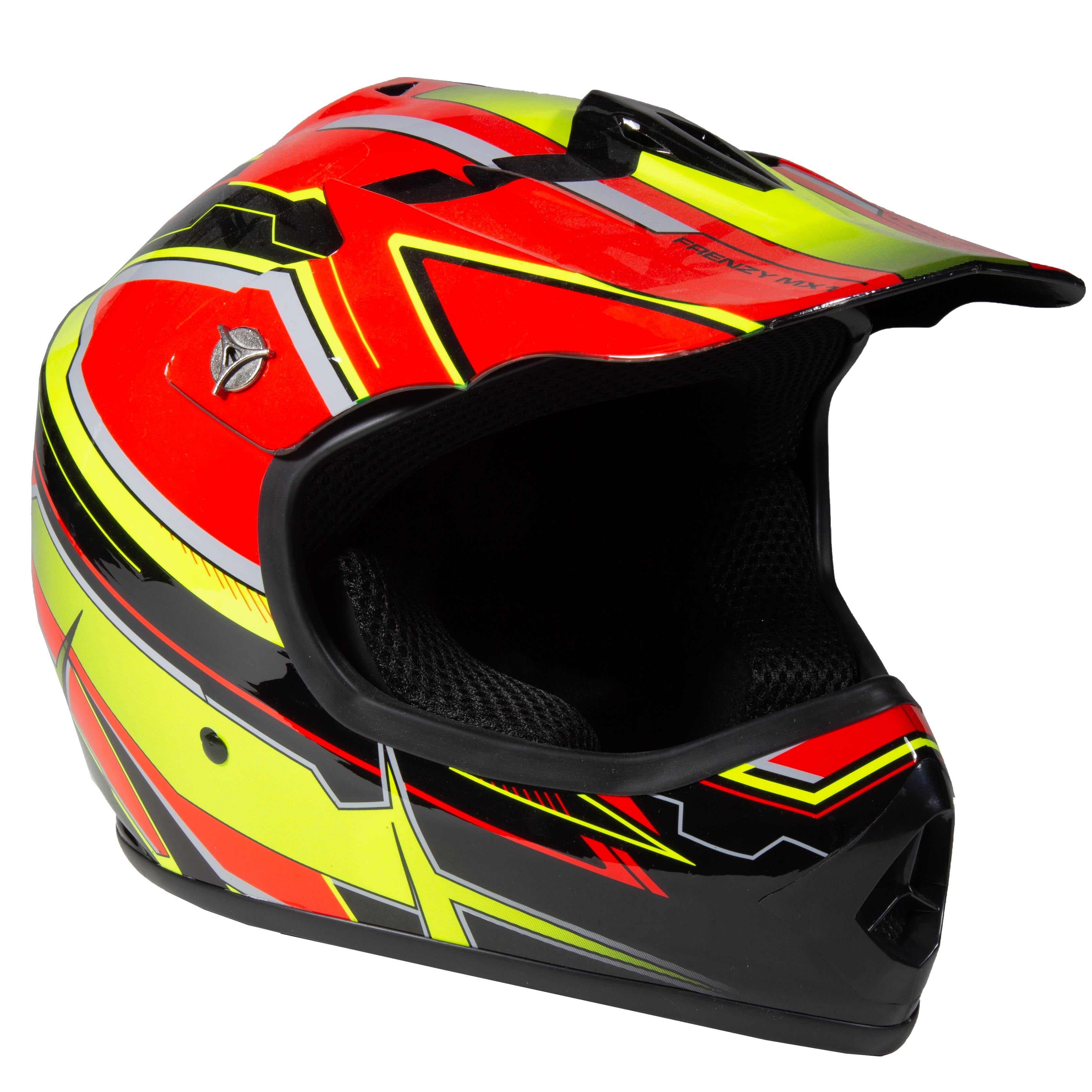 Youth Frenzy MX off-road ATV Helmet DOT Approved Color: Red/Yellow Size: Youth Large