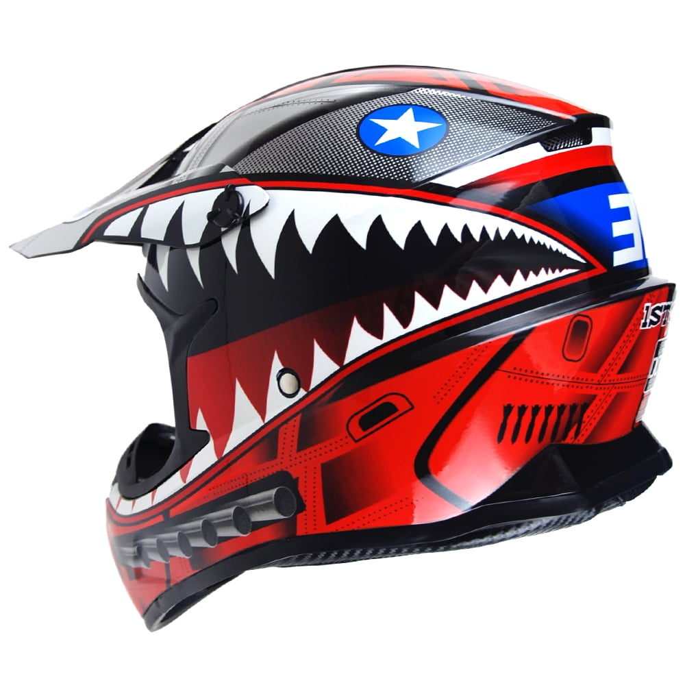 1Storm Adult Motocross Helmet BMX MX ATV Dirt Bike Downhill Mountain Bike Helmet Racing Style HKY_SC09S; Shark Red