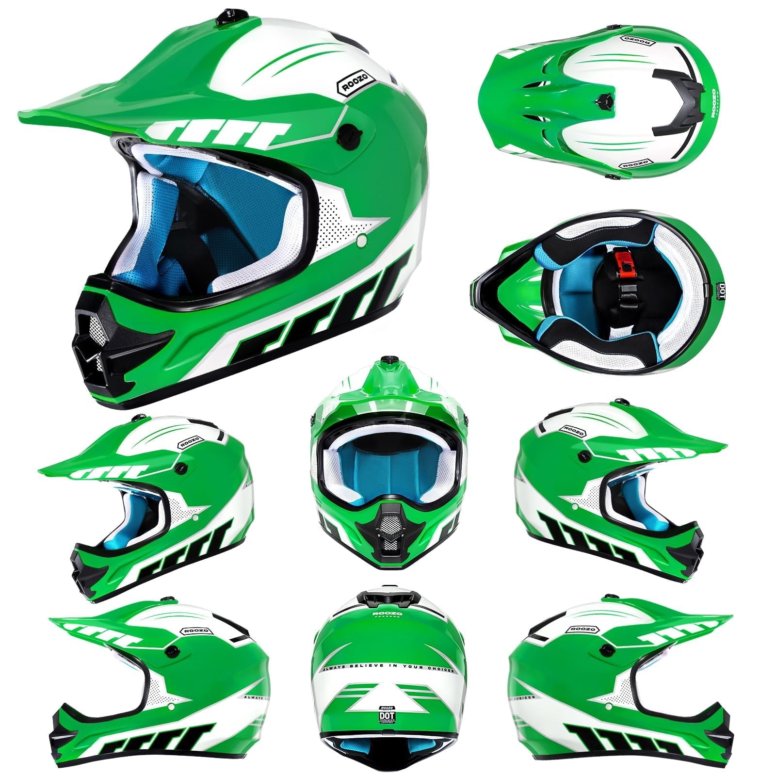 ROOZO Youth Dirt Bike Helmet â€?DOT Certified Full Face Motorcycle Helmet with Goggles & Gloves