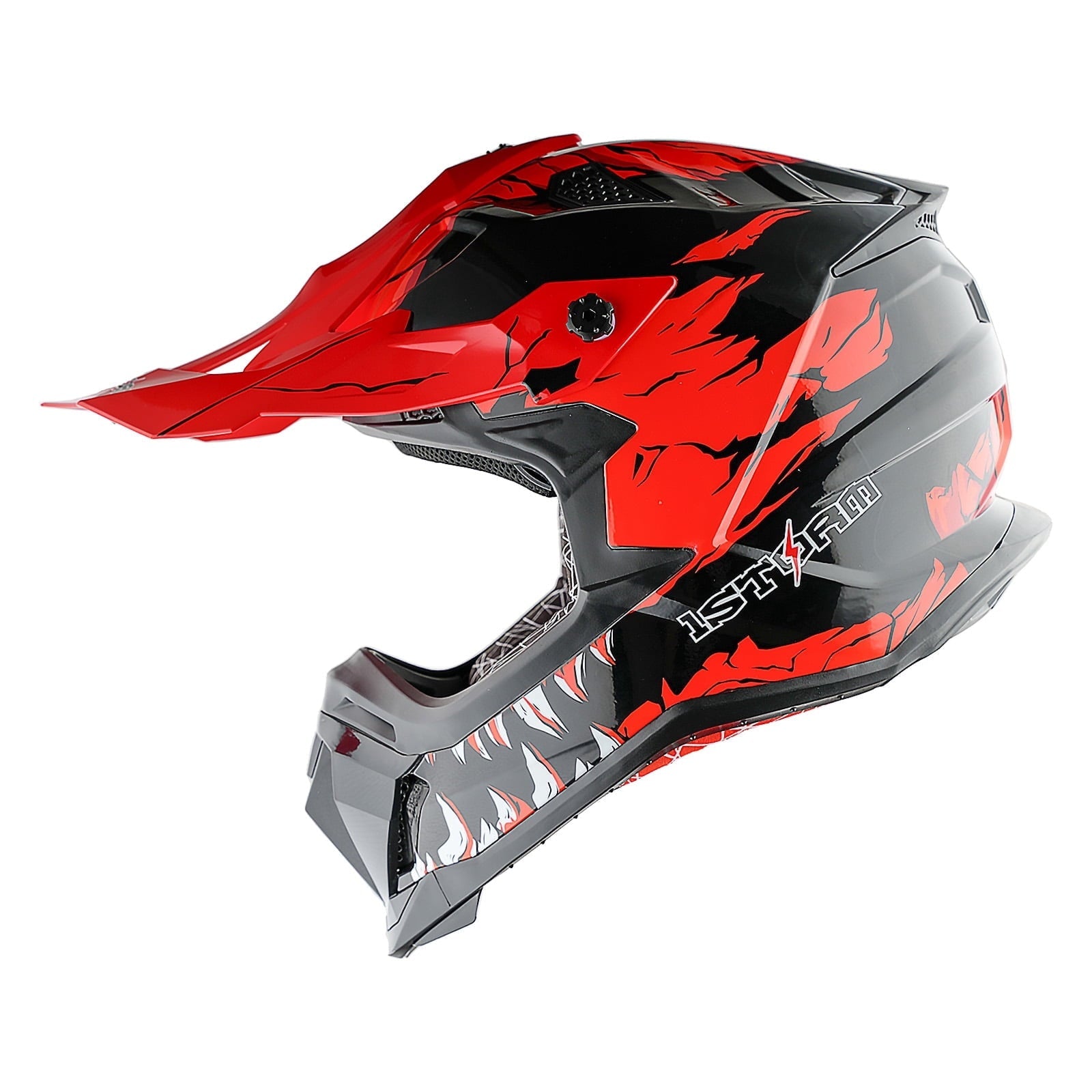1Storm Adult Motocross Helmet ATV Dirt Bike BMX MX Downhill Mountain Helmet Track Style JH601; Matt Black