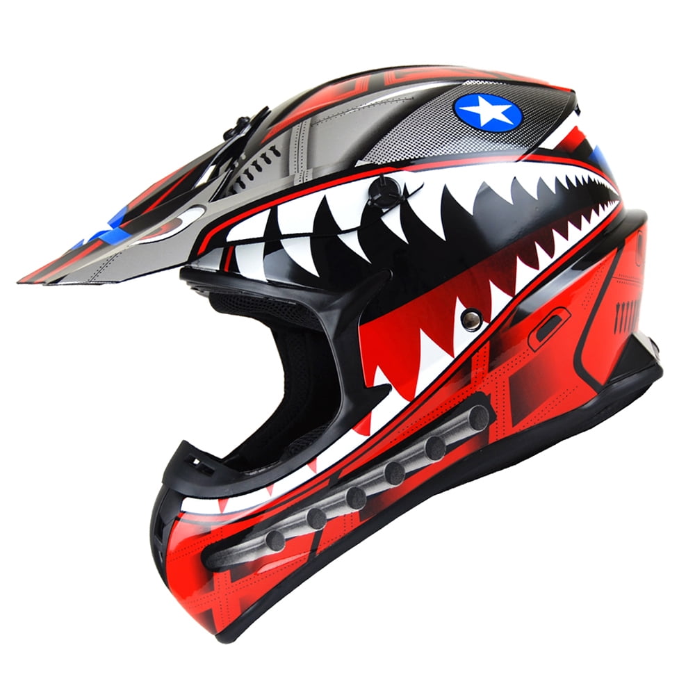 1Storm Adult Motocross Helmet BMX MX ATV Dirt Bike Downhill Mountain Bike Helmet Racing Style HKY_SC09S; Shark Red