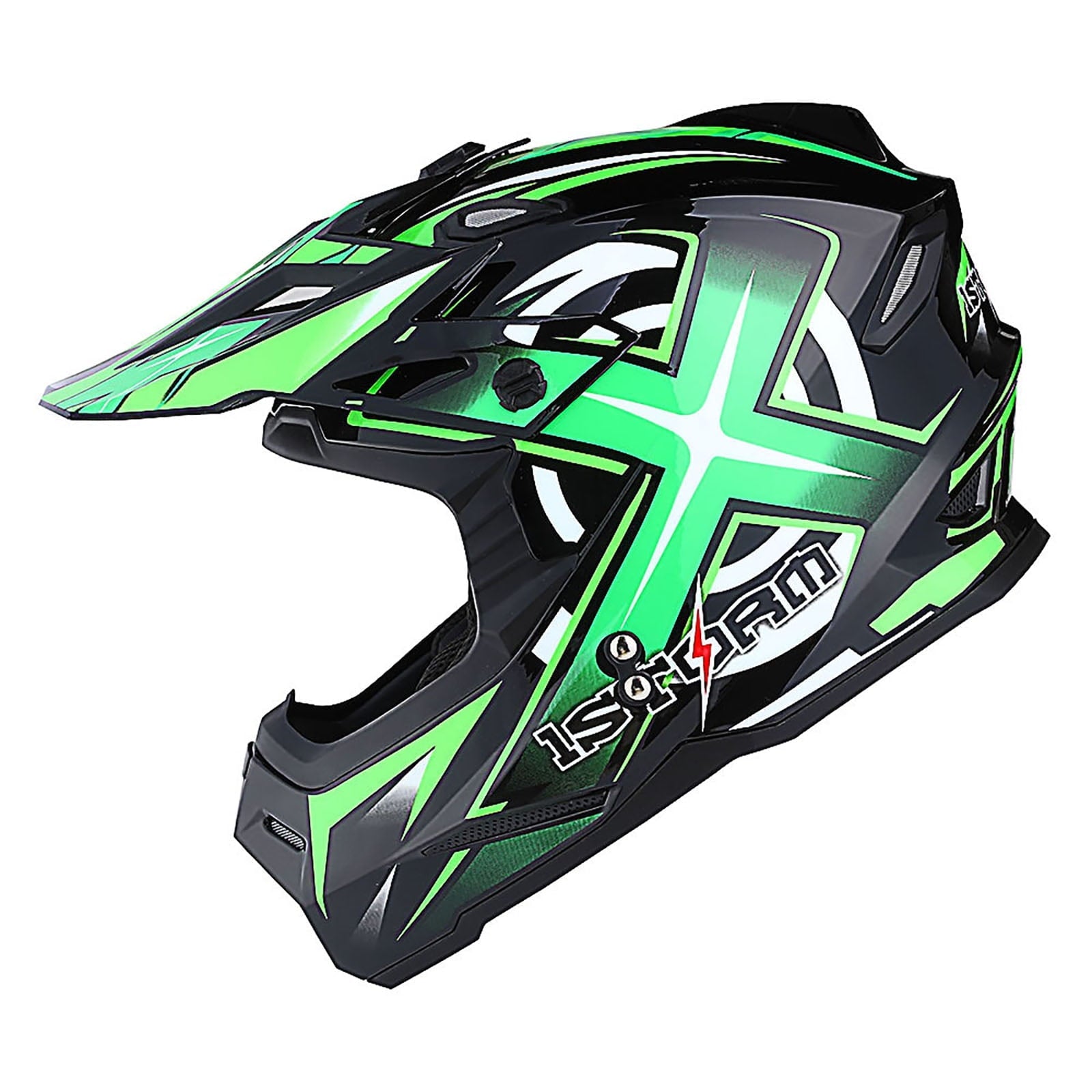 1Storm Adult Motocross Helmet BMX MX ATV Dirt Bike Helmet Racing Style HF801; Sonic Red