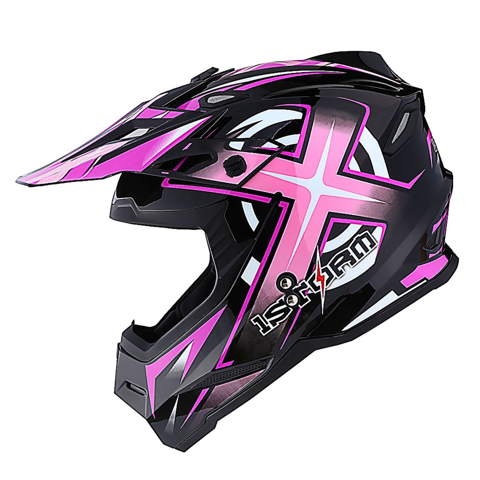 1Storm Adult Motocross Helmet BMX MX ATV Dirt Bike Helmet Racing Style HF801; Sonic Red