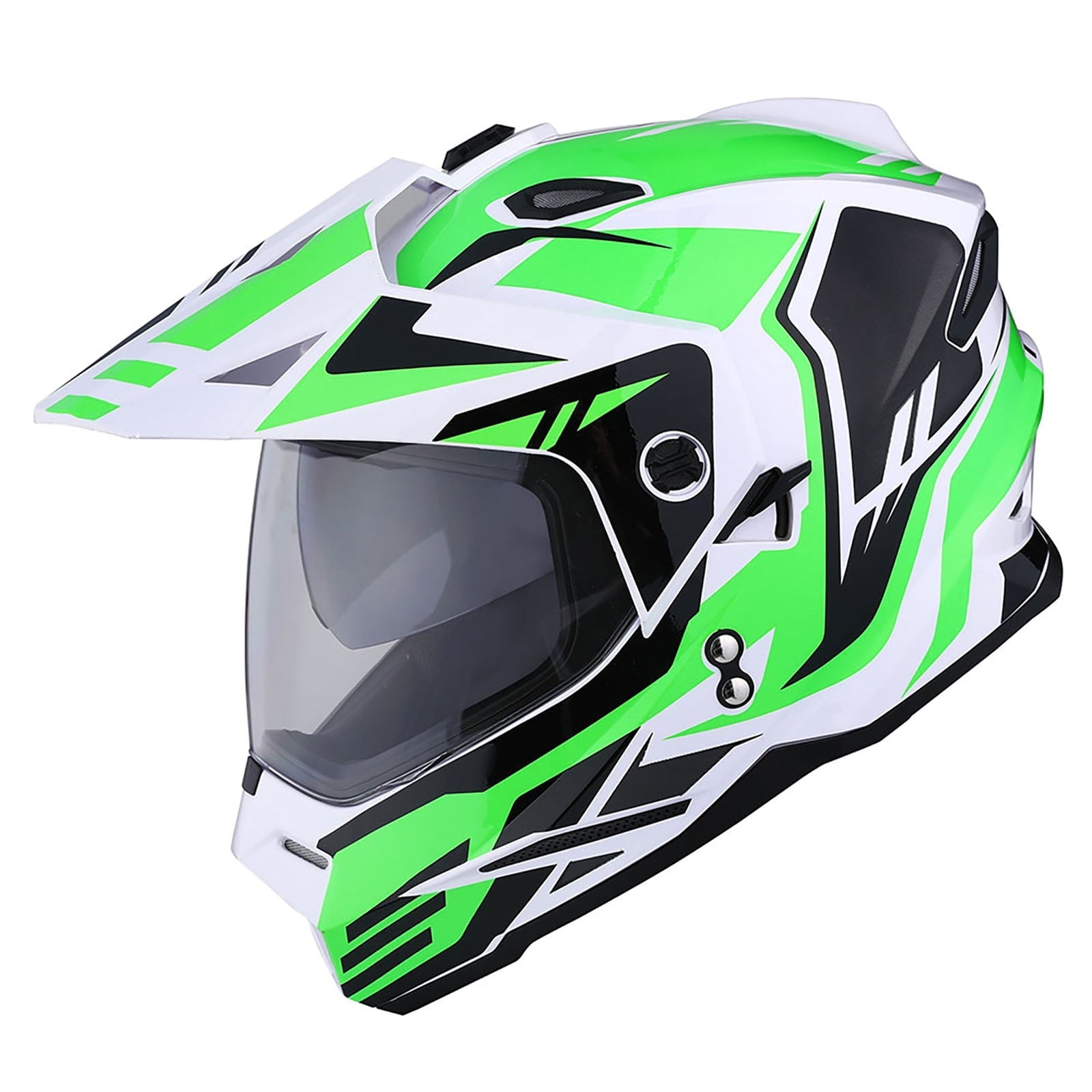 1Storm Dual Sport Motorcycle Motocross Off Road Full Face Helmet HF802 Dual Visor Storm Force Black