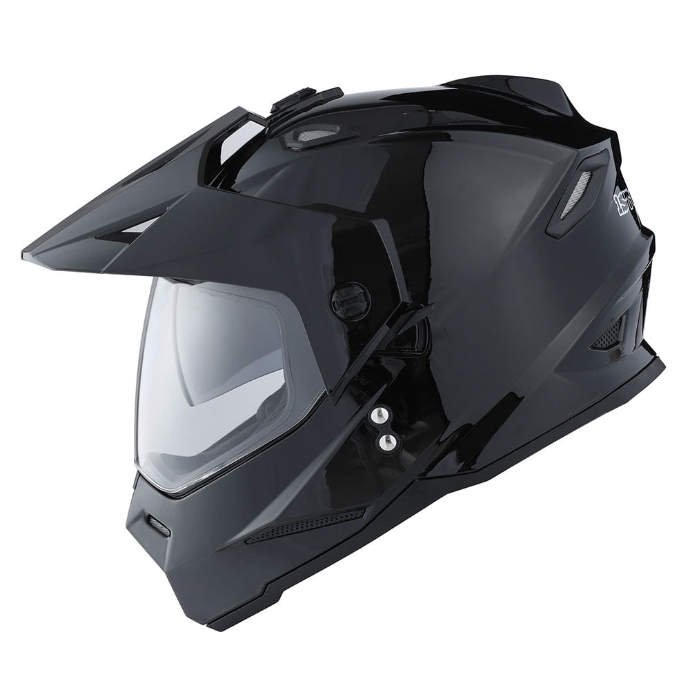 1Storm Dual Sport Motorcycle Motocross Off Road Full Face Helmet Dual Visor HF802 Matt Black + Motorcycle Bluetooth Headset