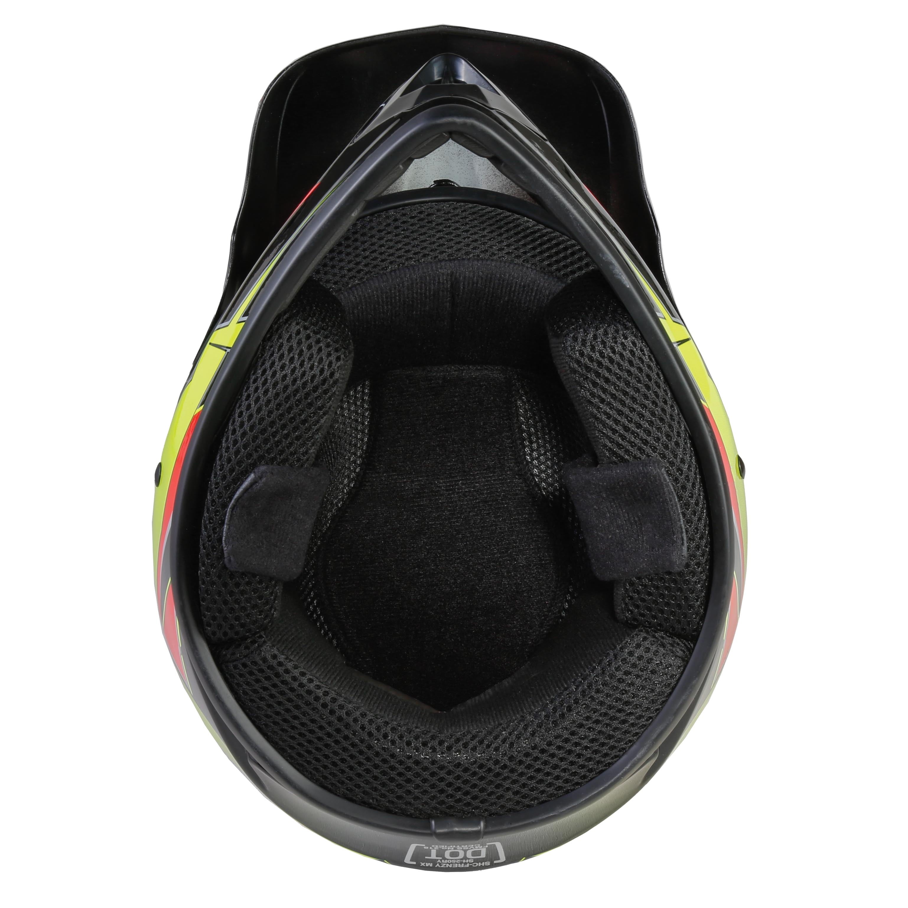 Youth Frenzy Off Road MX Helmet DOT Approved Color: Red and Yellow, Size: Youth Medium