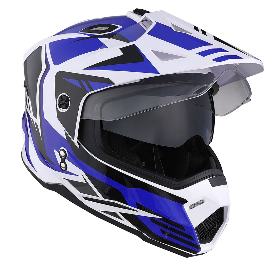 1Storm Youth Kids Dual Sport Dual Visor Motorcycle Motocross Off Road Full Face Helmet HF802Youth Storm Red