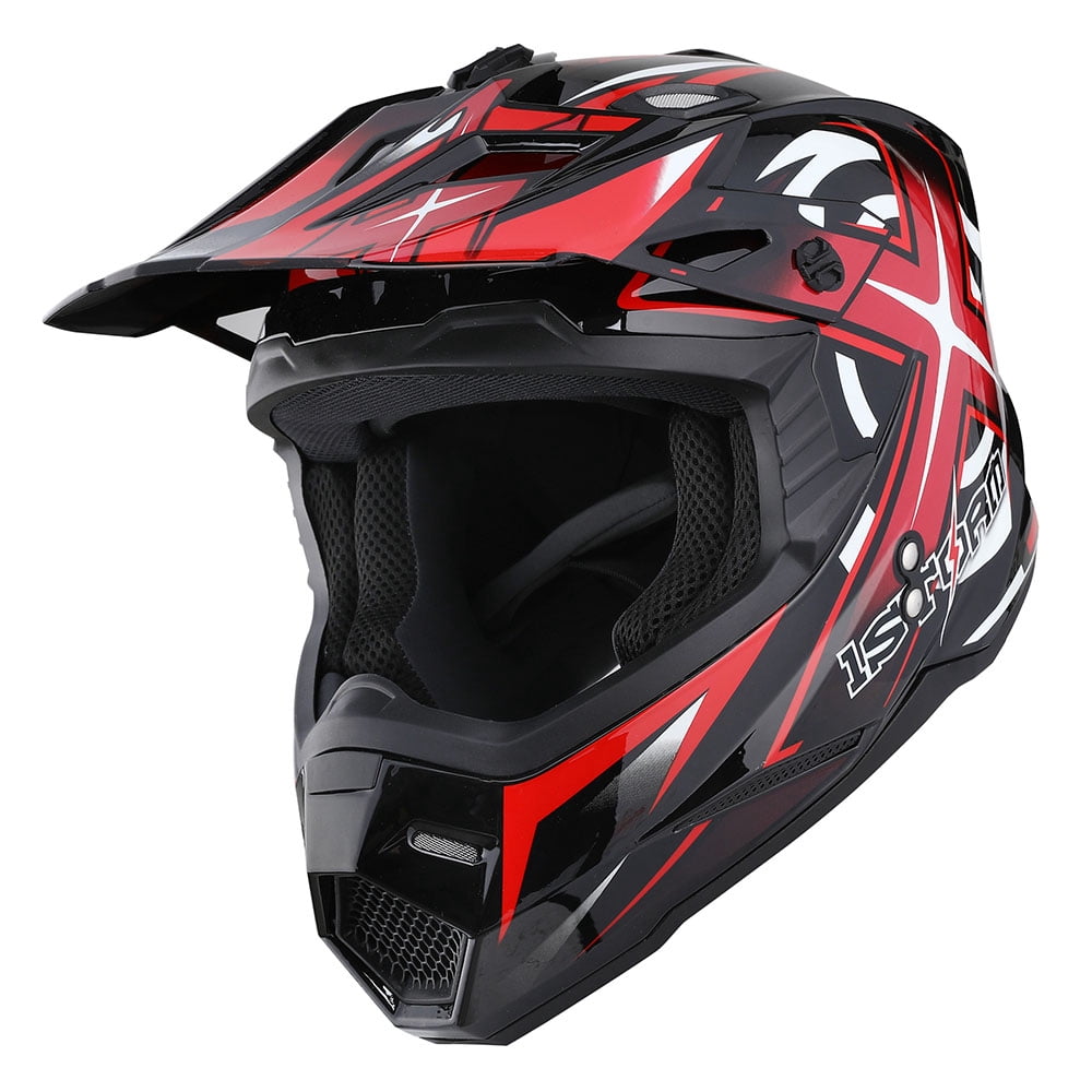 1Storm Adult Motocross Helmet BMX MX ATV Dirt Bike Helmet Racing Style HF801; Sonic Red