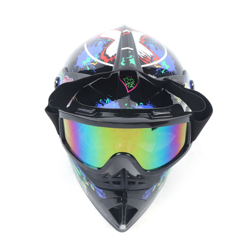 Youth Offroad Gear Combo Black ABS Plastic Matte Motocross Impact Resistant Helmet