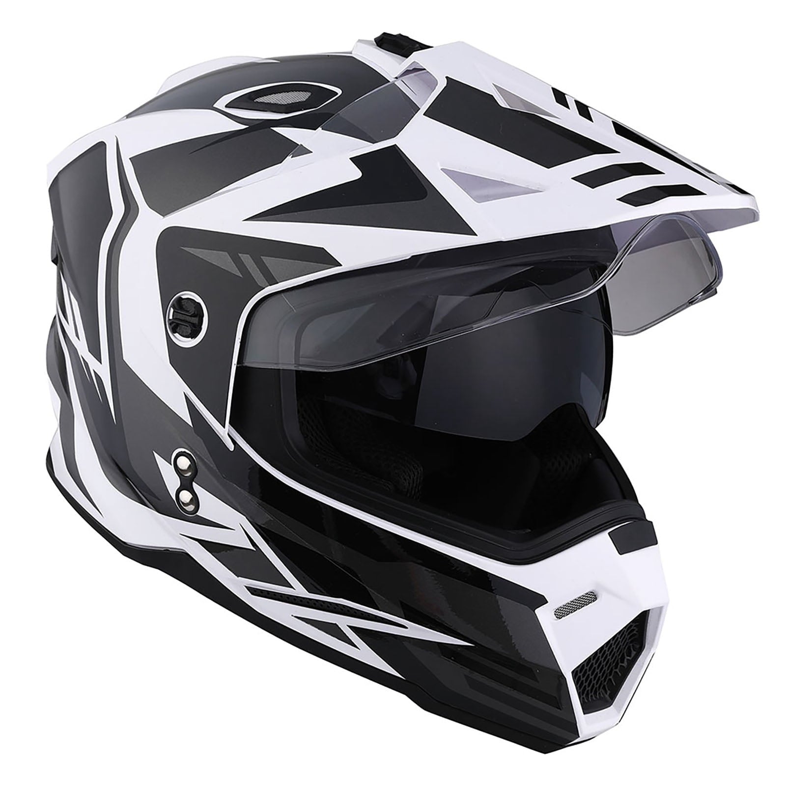 1Storm Adult Motorcycle Motocross Dual Sport Off Road Full Face Dual Visor Helmet F802CLS Matt Black