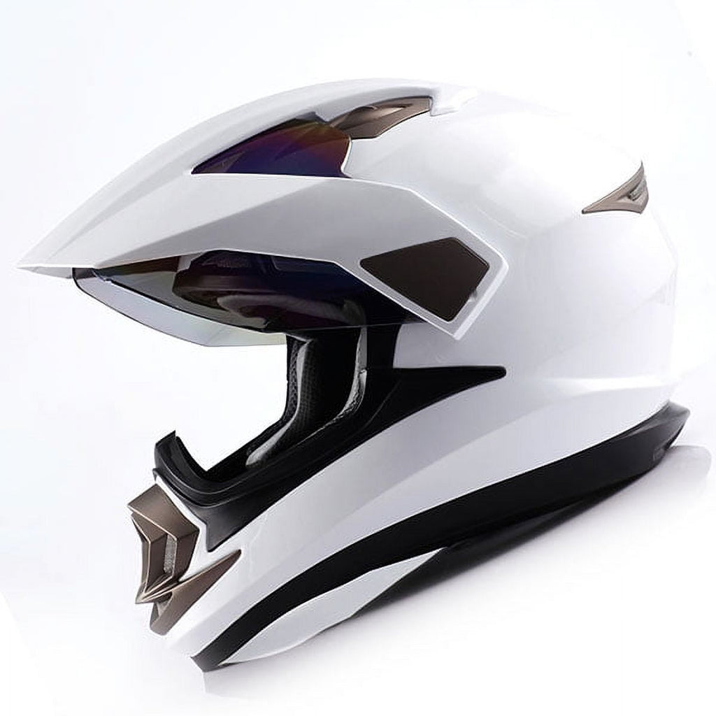 1Storm Dual Sport Helmet Motorcycle Full Face Motocross Off Road Bike HGXP14A Glossy White
