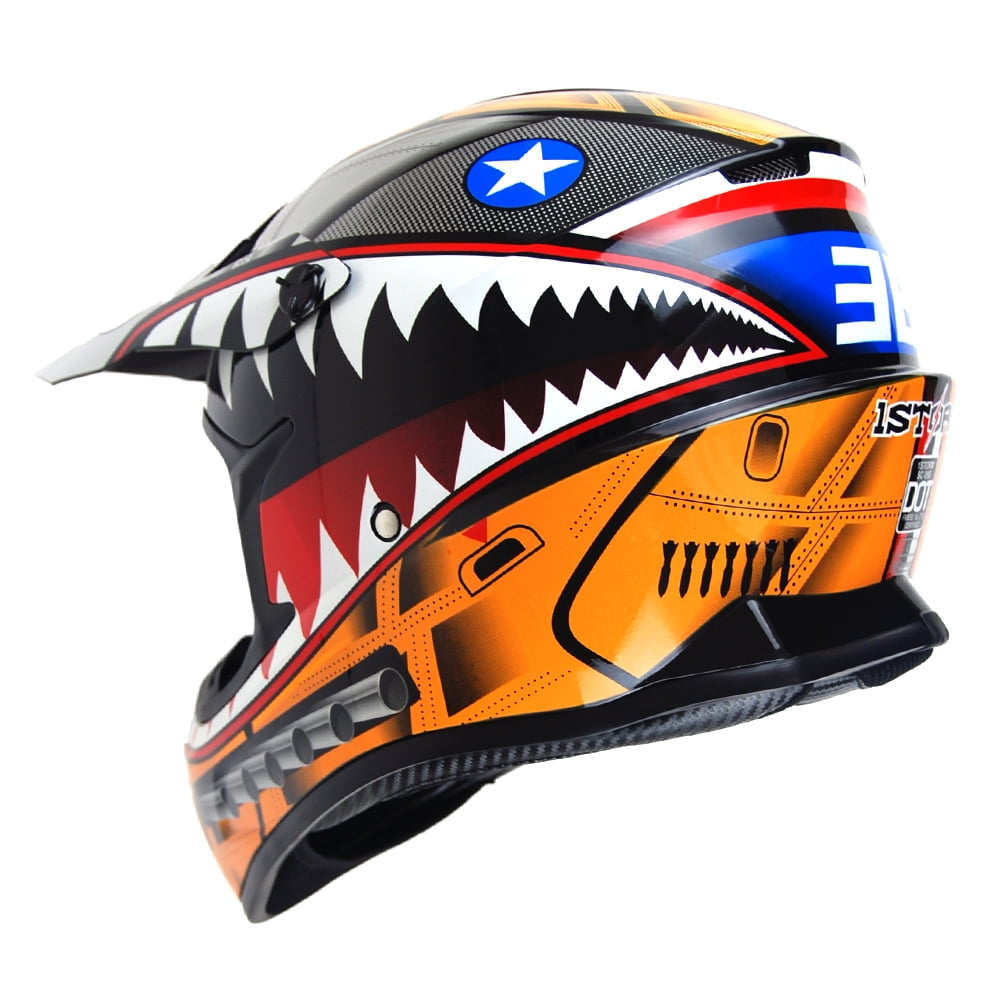 1Storm Adult Motocross Helmet BMX MX ATV Dirt Bike Downhill Mountain Bike Helmet Racing Style HKY_SC09S; Shark Red