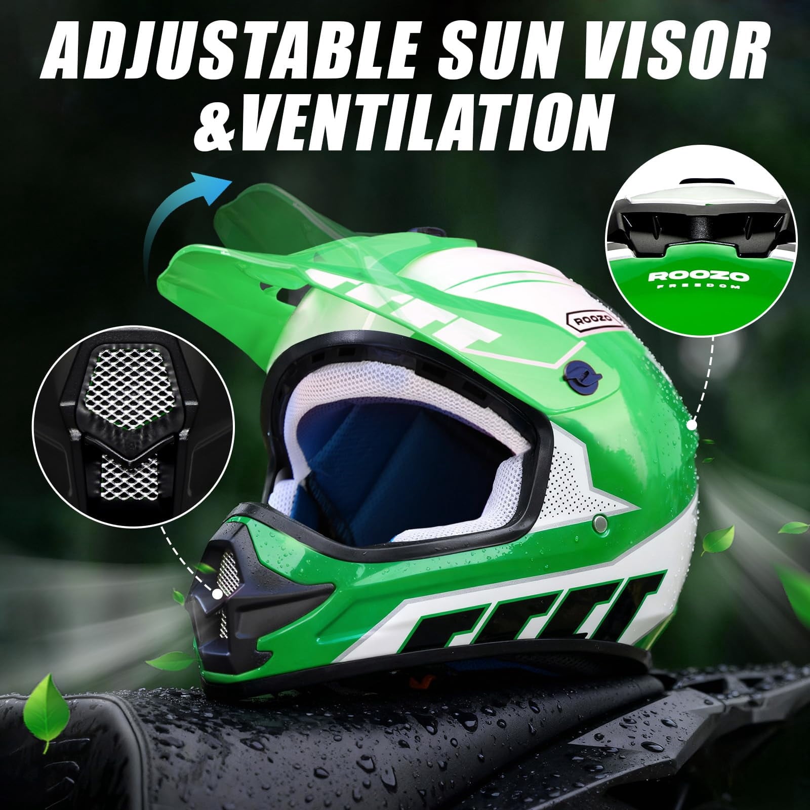 Youth Dirt Bike Helmet DOT Certified - Full Face Motorcycle Helmet for Off-Road, ATV, Street Riding, Includes Adjustable Goggles & Protective Gloves