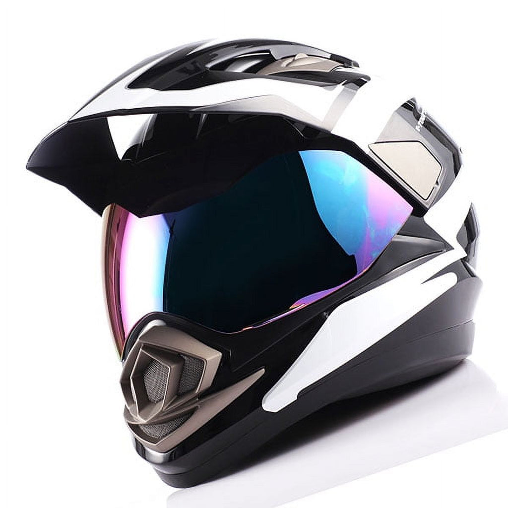 1Storm Dual Sport Helmet Motorcycle Full Face Motocross Off Road Bike HGXP14A Glossy White