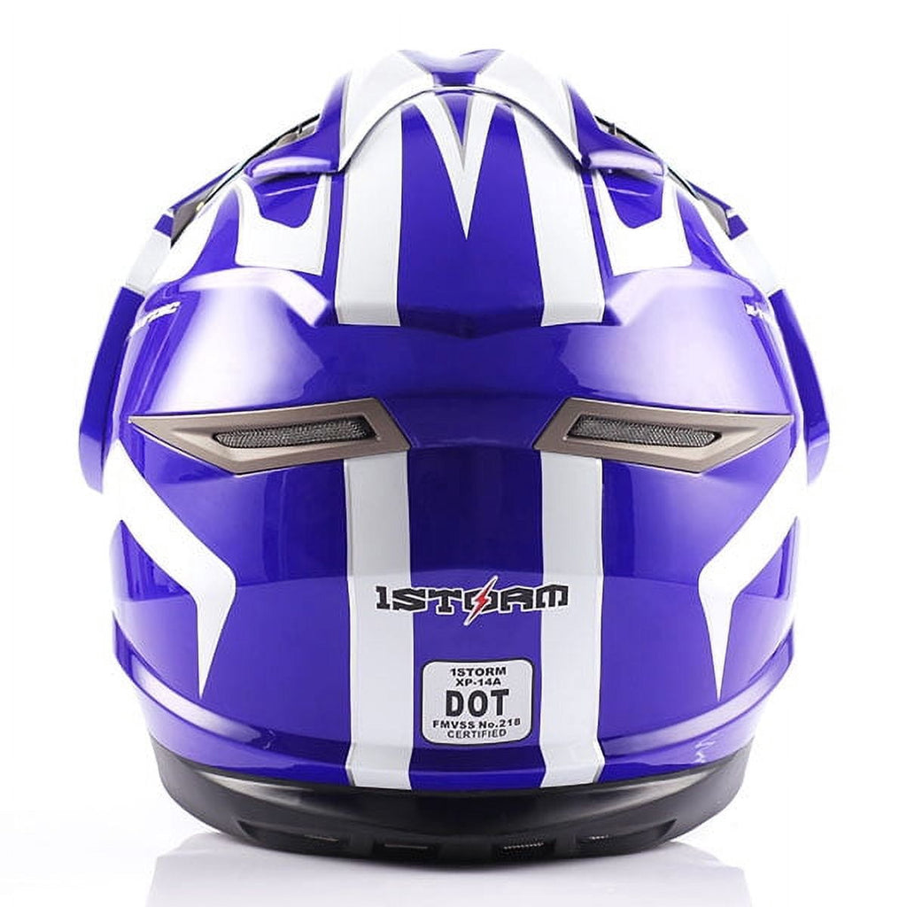 1Storm Dual Sport Helmet Motorcycle Full Face Motocross Off Road Bike HGXP14A Glossy White