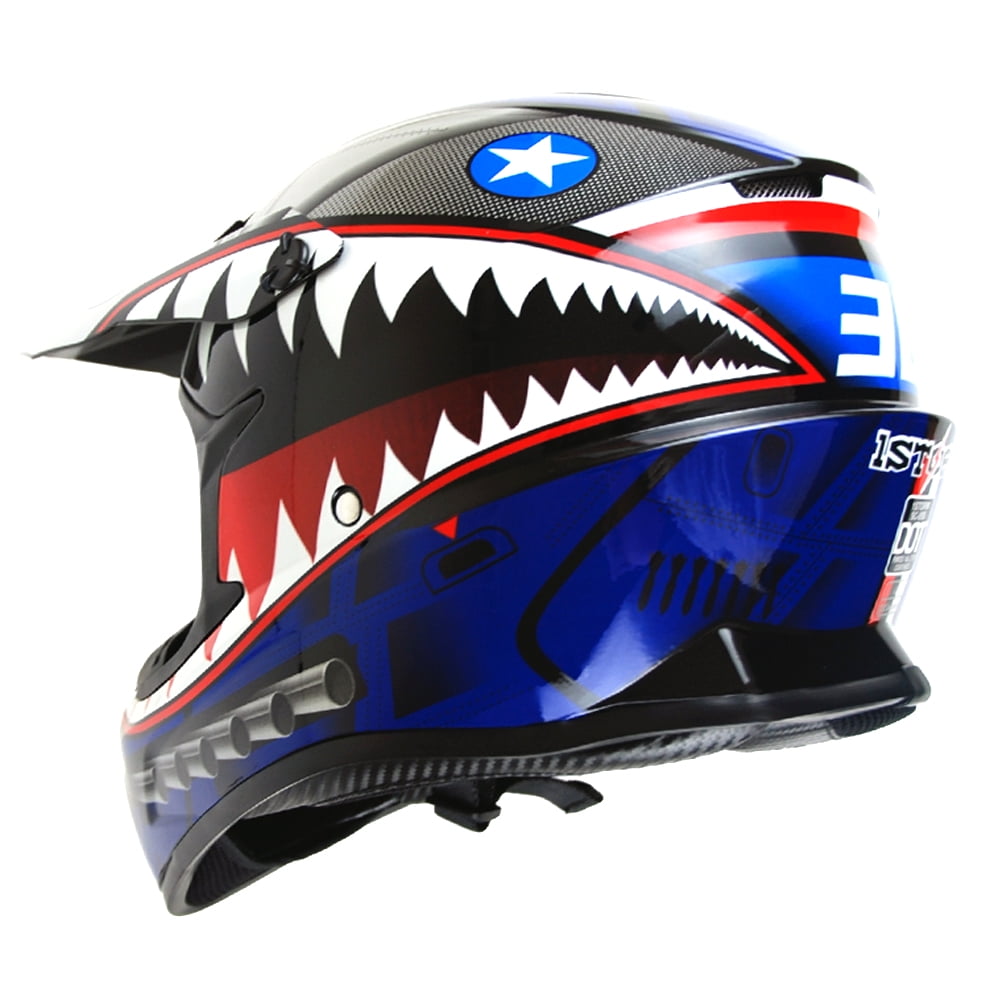1Storm Adult Motocross Helmet BMX MX ATV Dirt Bike Downhill Mountain Bike Helmet Racing Style HKY_SC09S; Shark Red