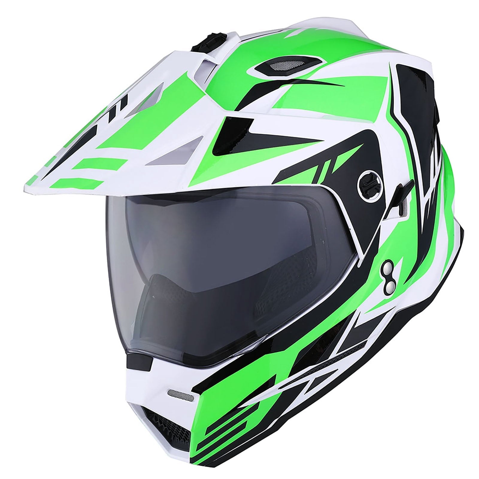 1Storm Dual Sport Motorcycle Motocross Off Road Full Face Helmet Dual Visor HF802 Matt Black + Motorcycle Bluetooth Headset