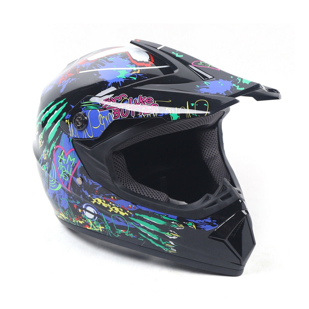 Youth Offroad Gear Combo Black ABS Plastic Matte Motocross Impact Resistant Helmet