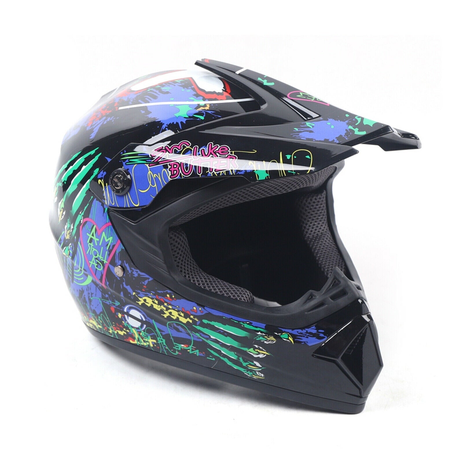 Youth Offroad Gear Combo Black ABS Plastic Matte Motocross Impact Resistant Helmet