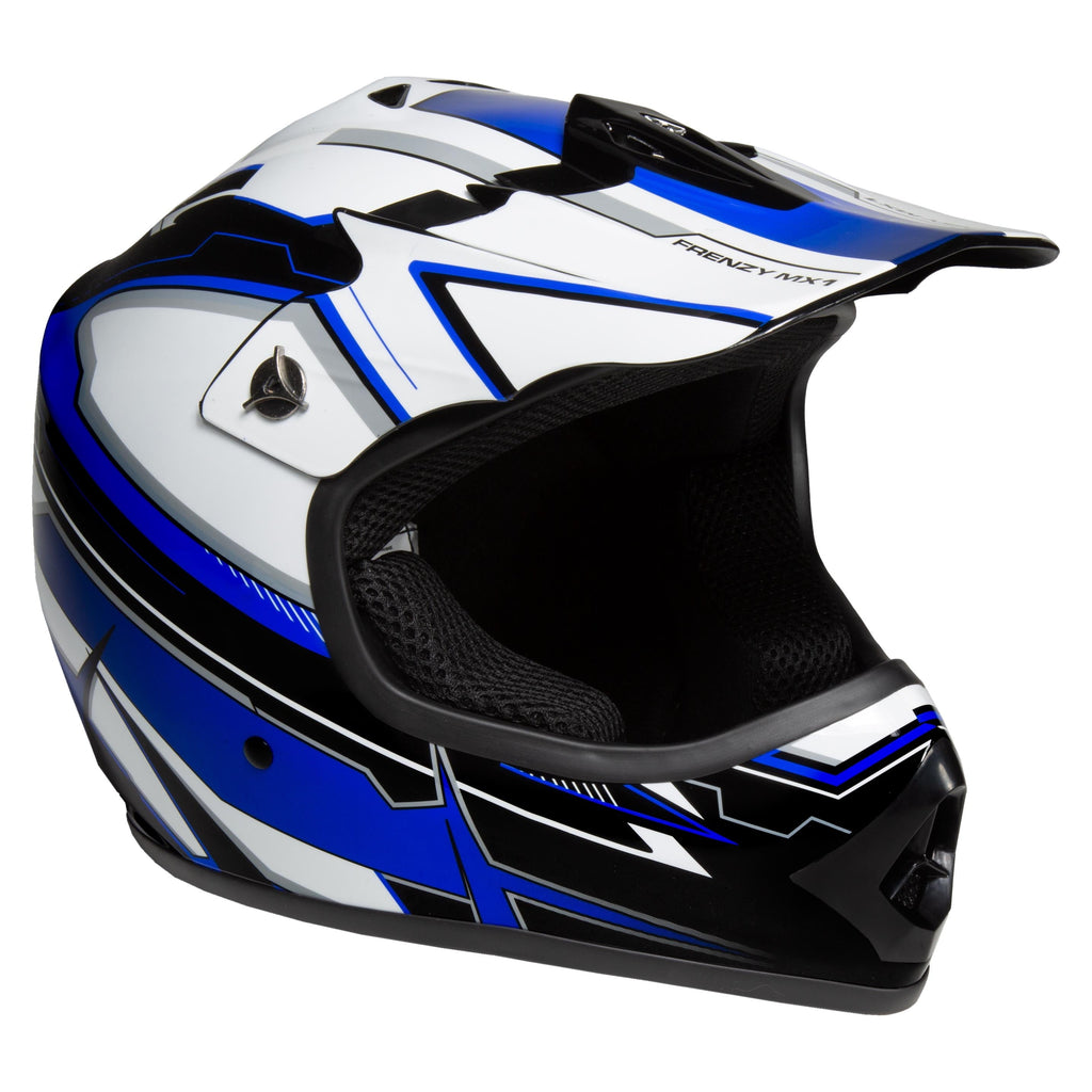 Youth Frenzy MX ATV off-road Youth Helmet DOT Approved Blue, Large