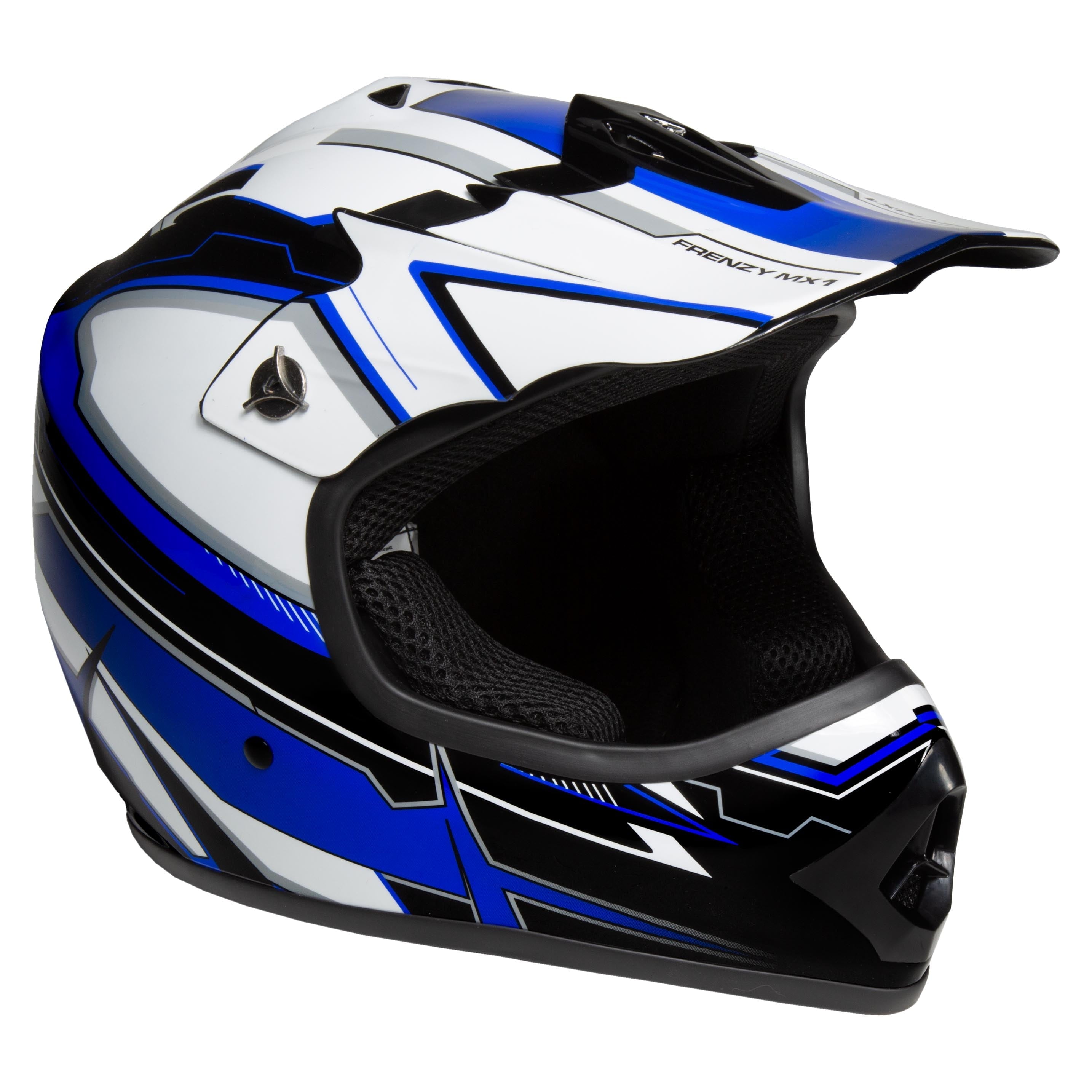 Youth Frenzy MX off Road Dirt Bike Helmet - DOT Approved - Color Blue - Size: Youth Medium