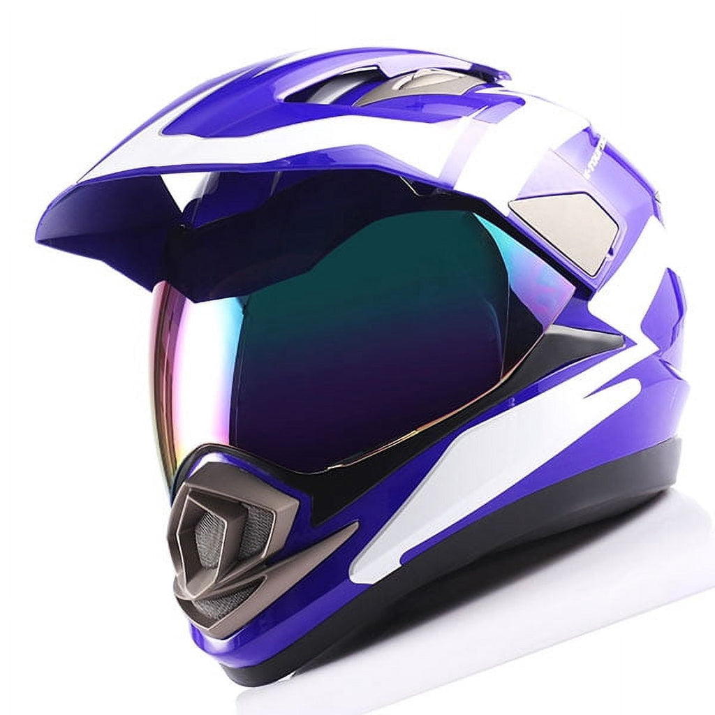 1Storm Dual Sport Helmet Motorcycle Full Face Motocross Off Road Bike HGXP14A Glossy White