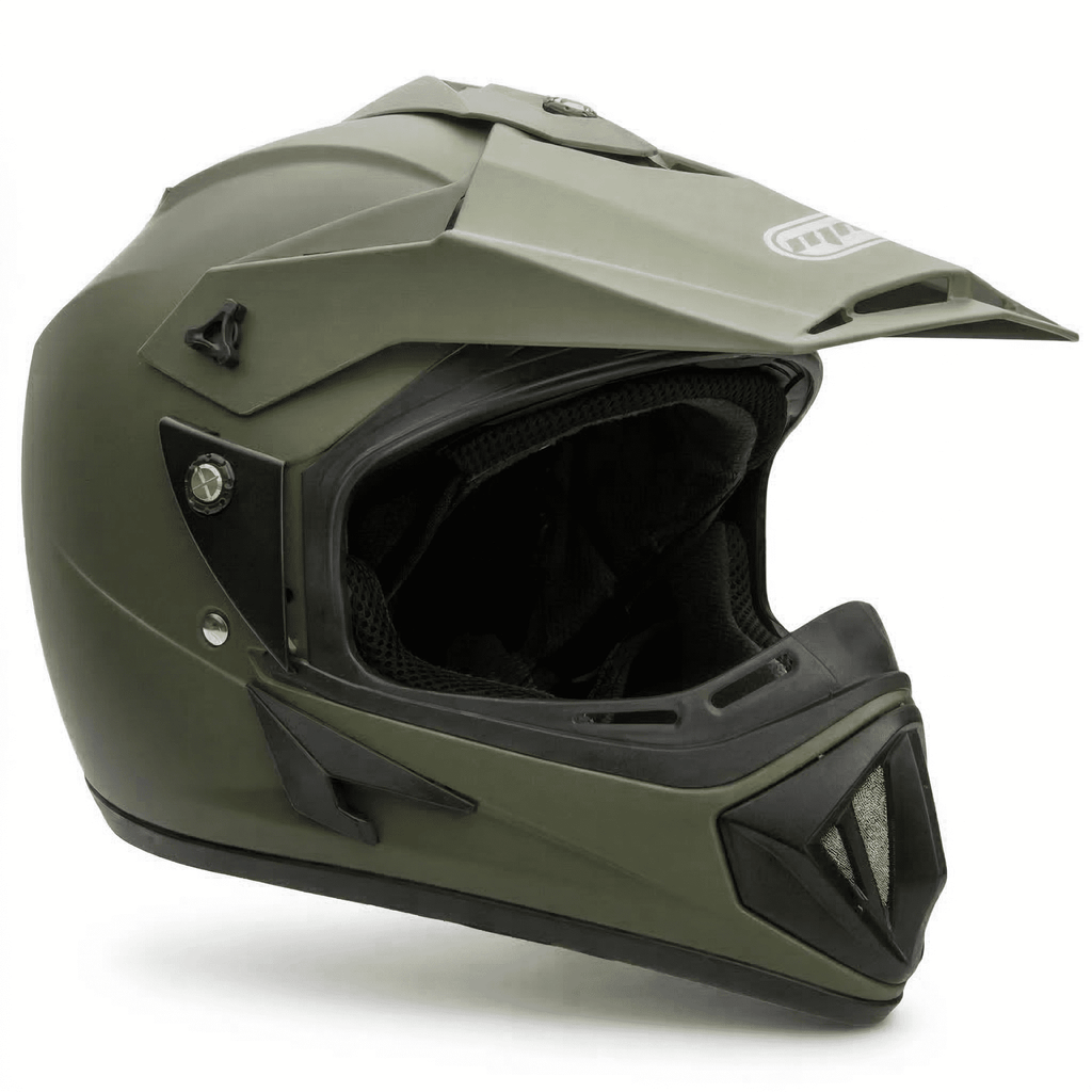 MMG Adult Motorcycle Off Road Helmet Combo, Includes Riding Gloves and Goggles. Size: XL- Color: Military Green
