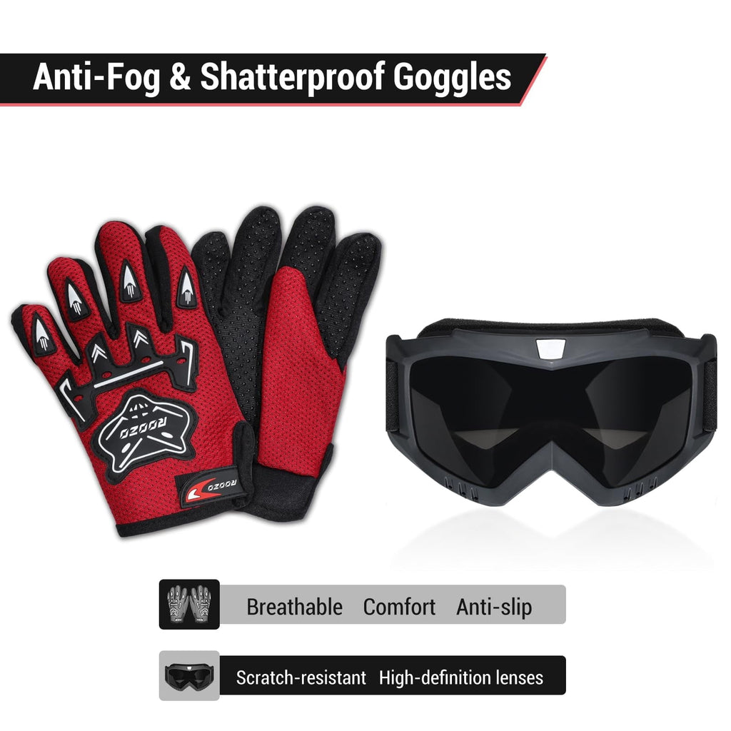 ROOZO Youth Dirt Bike Helmet â€?DOT Certified Full Face Motorcycle Helmet with Goggles & Gloves
