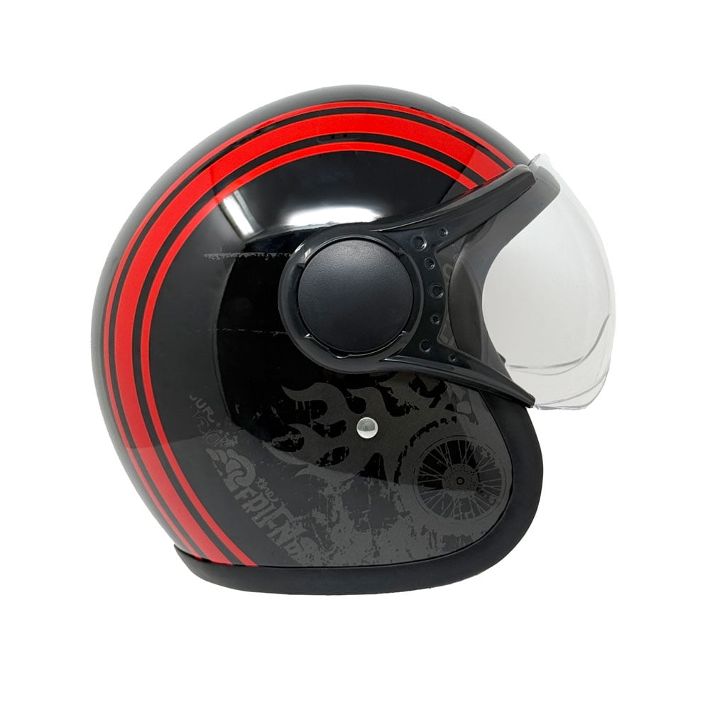 MMG Adult Motorcycle Helmet, Open Face Flip Up Visor DOT - Black/Red Graph (XL)