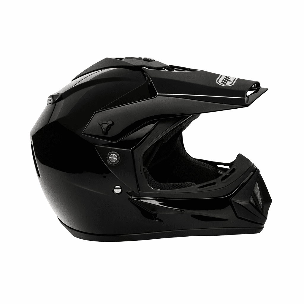 MMG Motorcycle Off-Road Helmet MX ATV Dirt Bike Gloss Black with Goggles (Large) Model 30