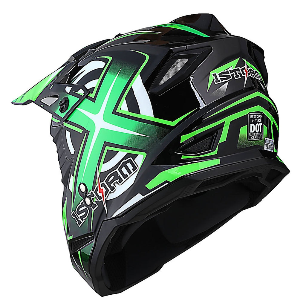 1Storm Adult Motocross Helmet BMX MX ATV Dirt Bike Helmet Racing Style HF801; Sonic Red