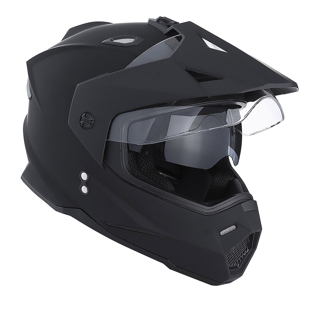 1Storm Adult Motorcycle Motocross Dual Sport Off Road Full Face Dual Visor Helmet F802CLS Matt Black