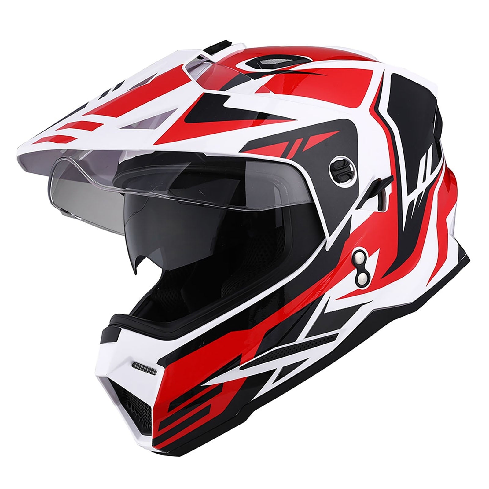 1Storm Dual Sport Motorcycle Motocross Off Road Full Face Helmet HF802 Dual Visor Storm Force Black