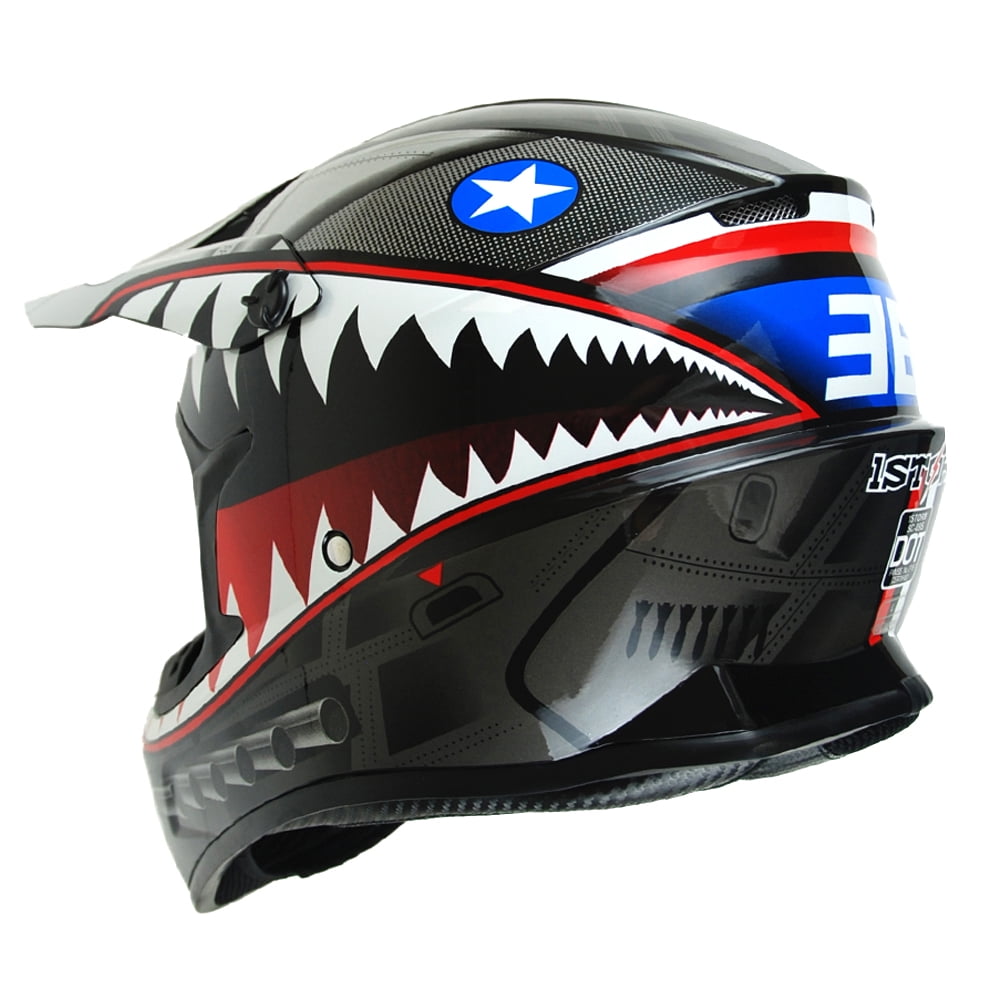 1Storm Adult Motocross Helmet BMX MX ATV Dirt Bike Downhill Mountain Bike Helmet Racing Style HKY_SC09S; Shark Red