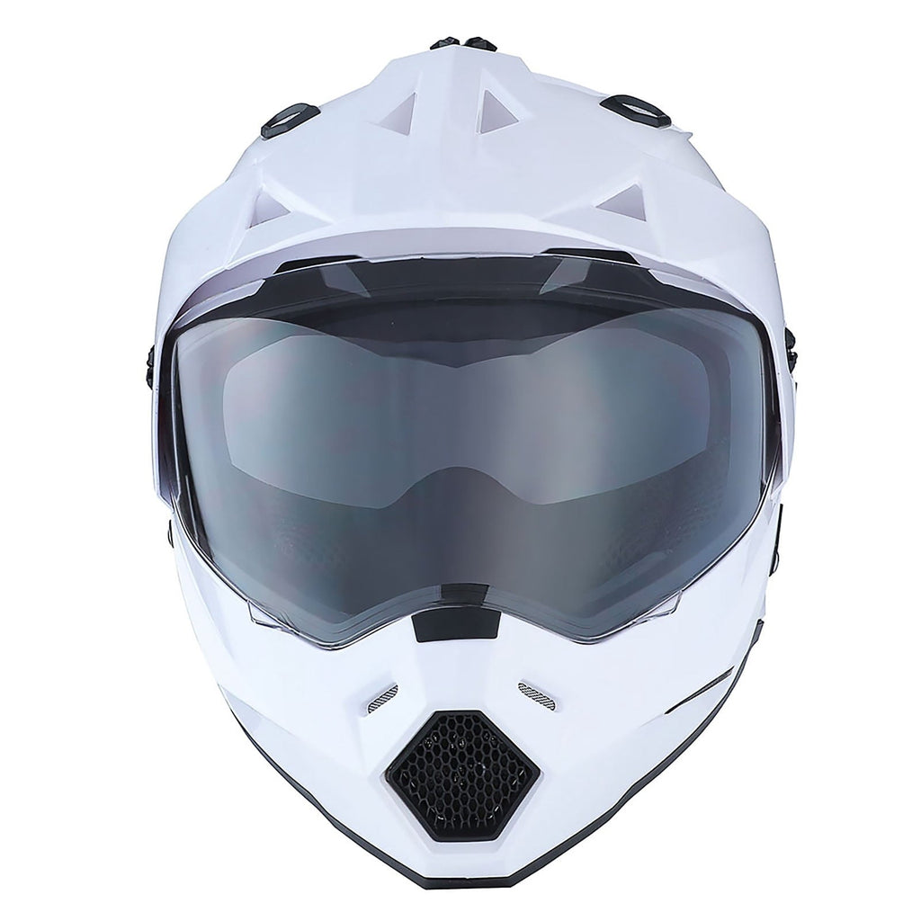 1Storm Adult Motorcycle Motocross Dual Sport Off Road Full Face Dual Visor Helmet F802CLS Matt Black