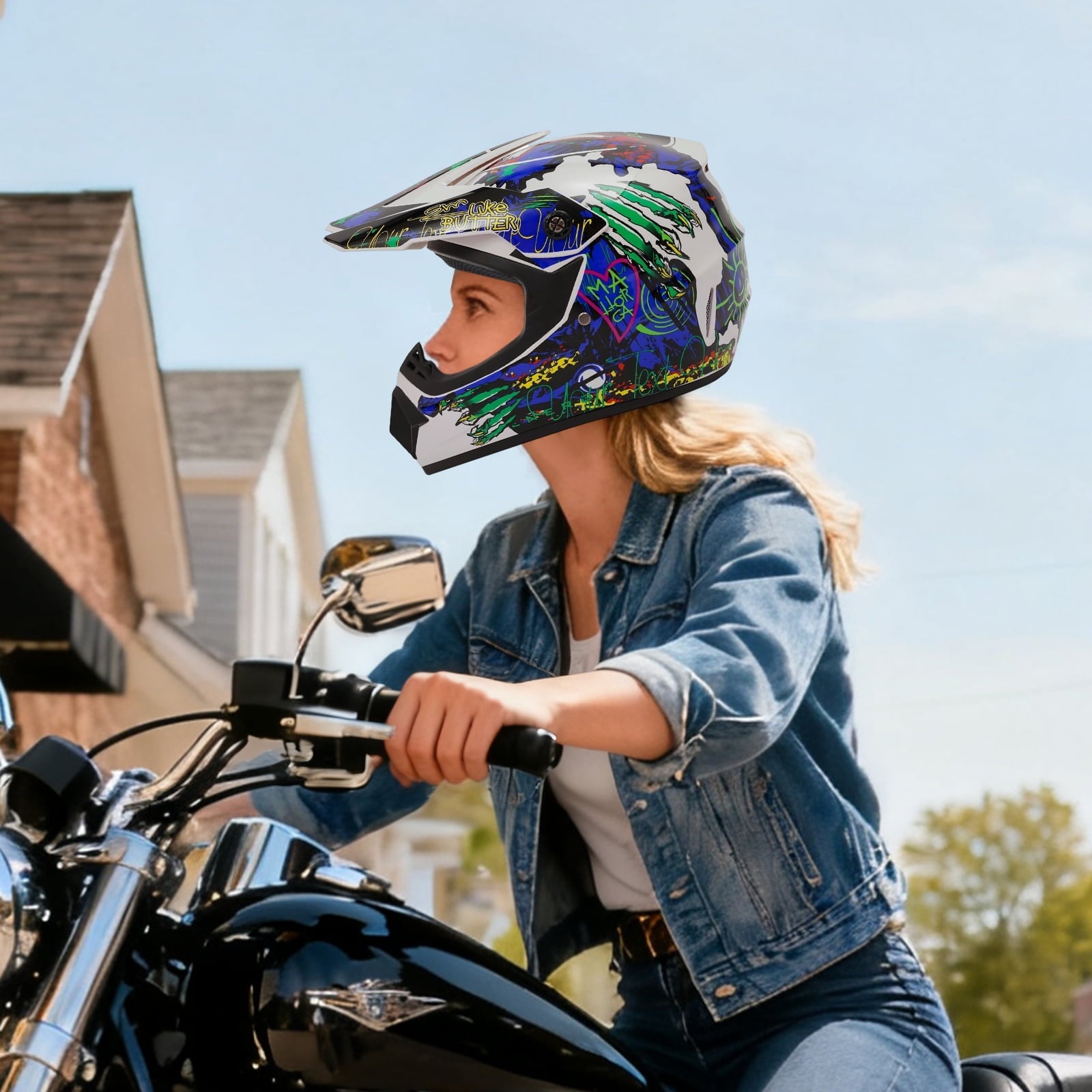 DOT Unisex Motocross Helmet with Goggles & Gloves, Impact Resistant, Well-Vented for Summer/Winter, Off-Road Riding, ATV MX BMX Dirt Bike Racing