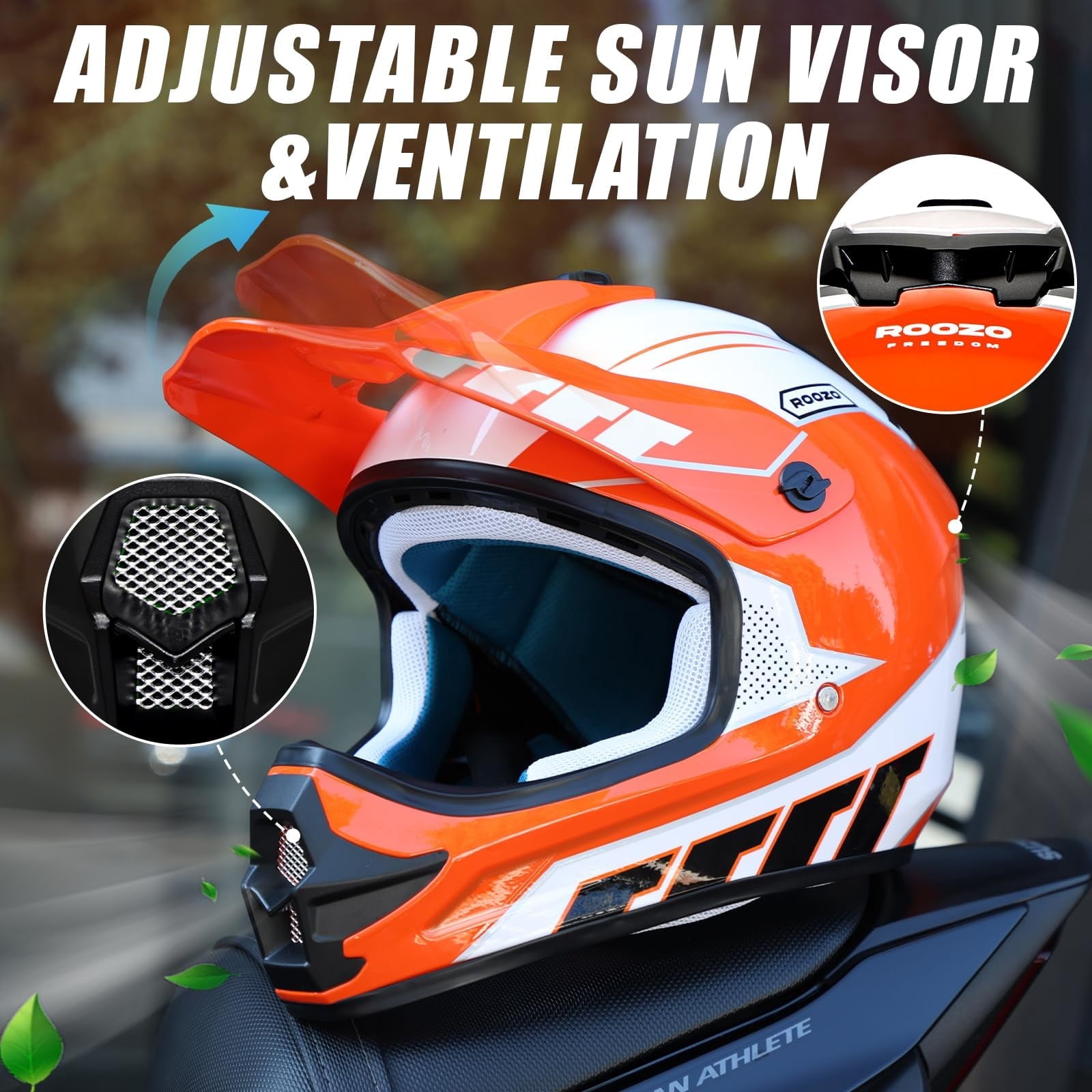 ROOZO Youth Dirt Bike Helmet â€?DOT Certified Full Face Motorcycle Helmet with Goggles & Gloves