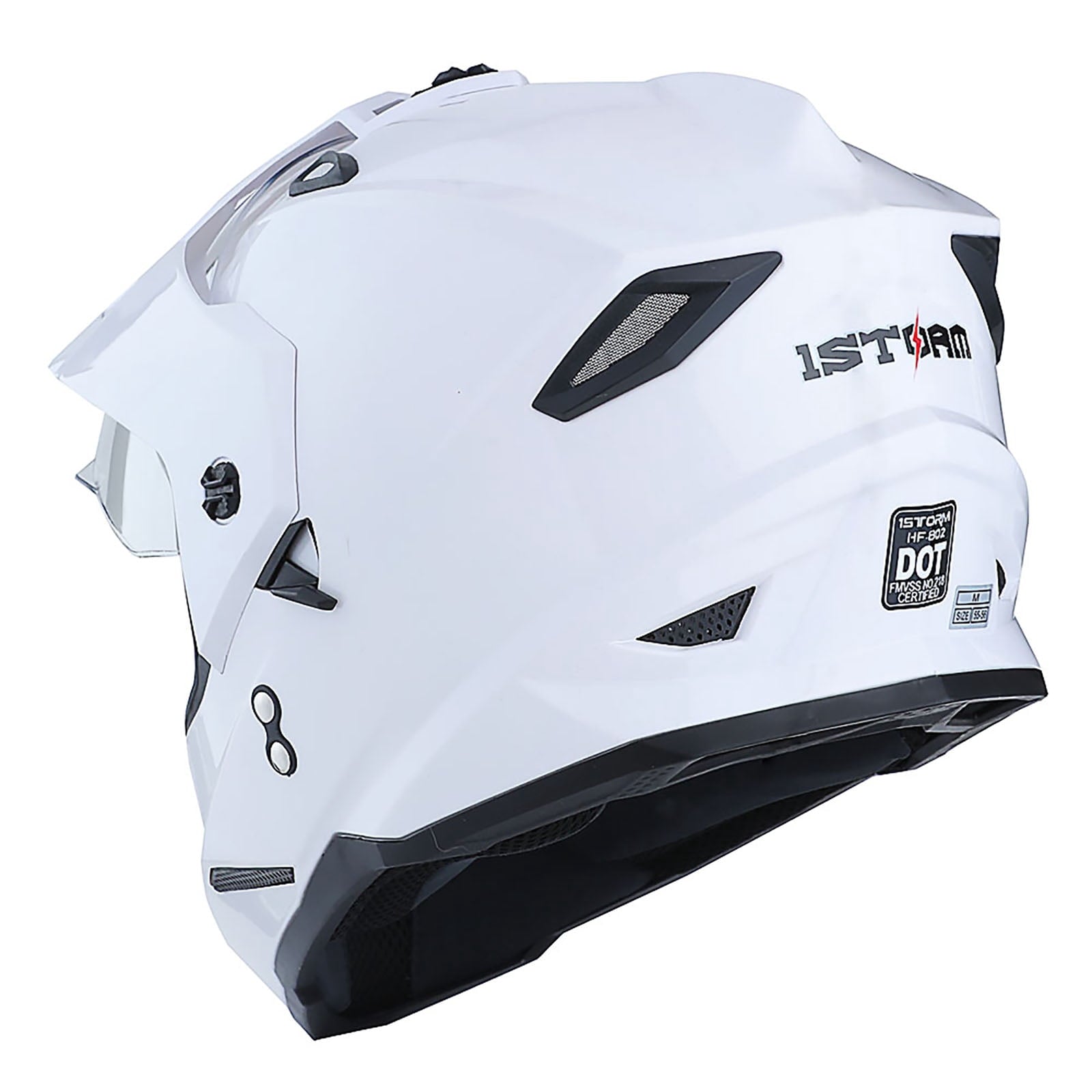 1Storm Dual Sport Motorcycle Motocross Off Road Full Face Helmet HF802 Dual Visor Storm Force Black