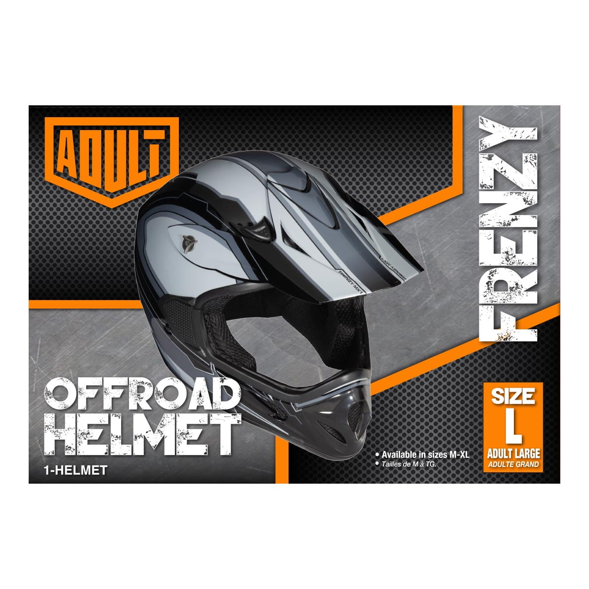 Adult Frenzy Off Road Helmet, Black/Grey, Large