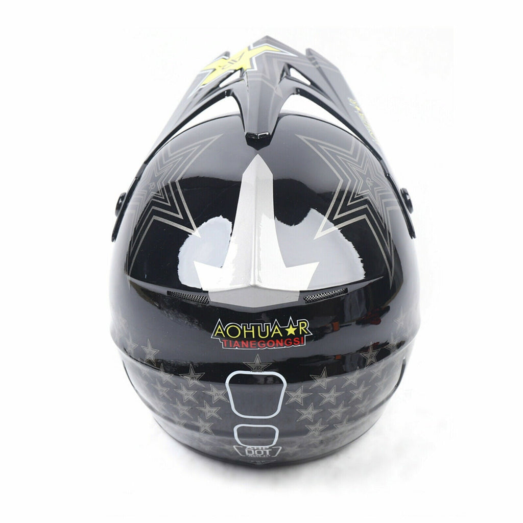 Black Motorcycle Full Face Helmet, Motorcross Dirt Bike ATV UTV Off Road MTB Racing Casco, DOT Lightweight Helmets with Goggle Glove for Adults Men