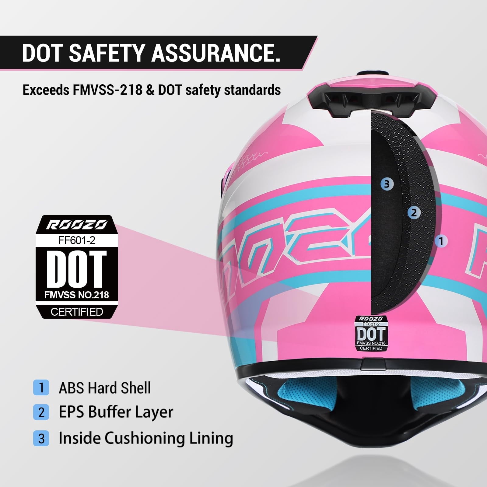 ROOZO Youth Dirt Bike Helmet â€?DOT Certified Full Face Motorcycle Helmet with Goggles & Gloves
