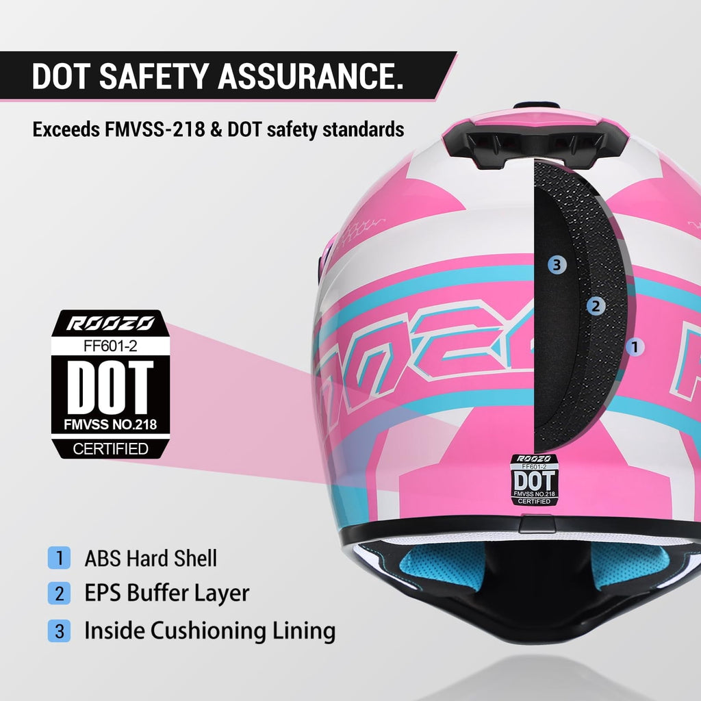 Youth Dirt Bike Helmet DOT Certified - Full Face Motorcycle Helmet for Off-Road, ATV, Street Riding, Includes Adjustable Goggles & Protective Gloves