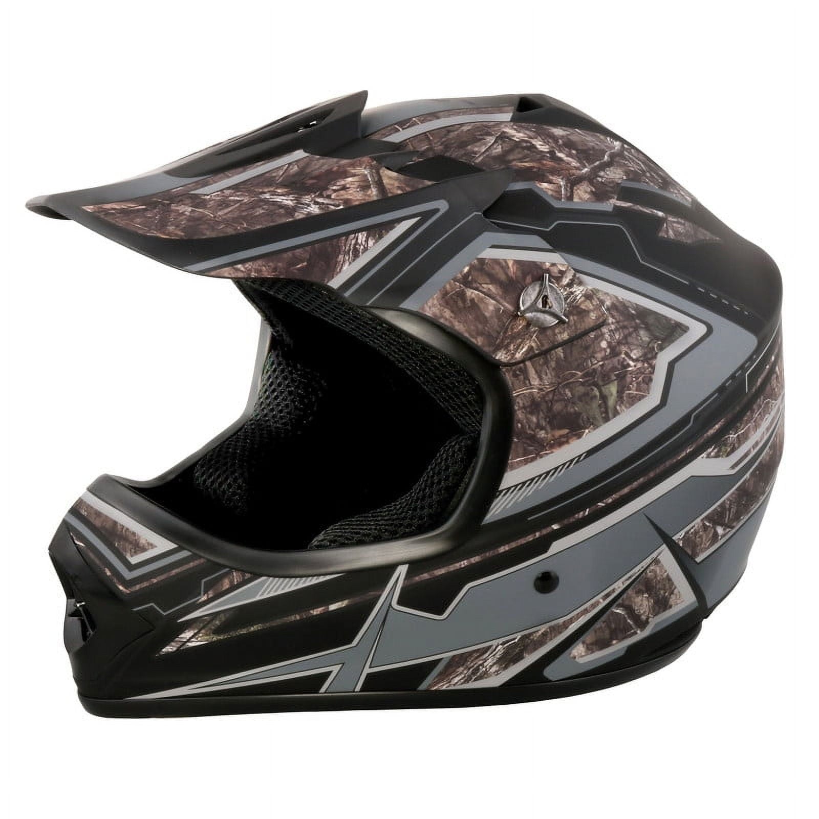 Youth Frenzy Mossy Oak Camo Mx off-road Motocross, ATV, Dirt Bike Helmet, Dot Approved - Large