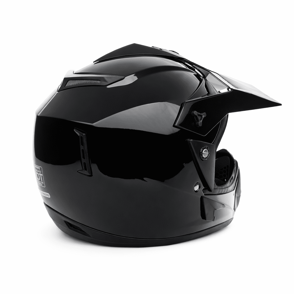 MMG Motorcycle Off-Road Helmet MX ATV Dirt Bike Gloss Black with Goggles (Large) Model 30