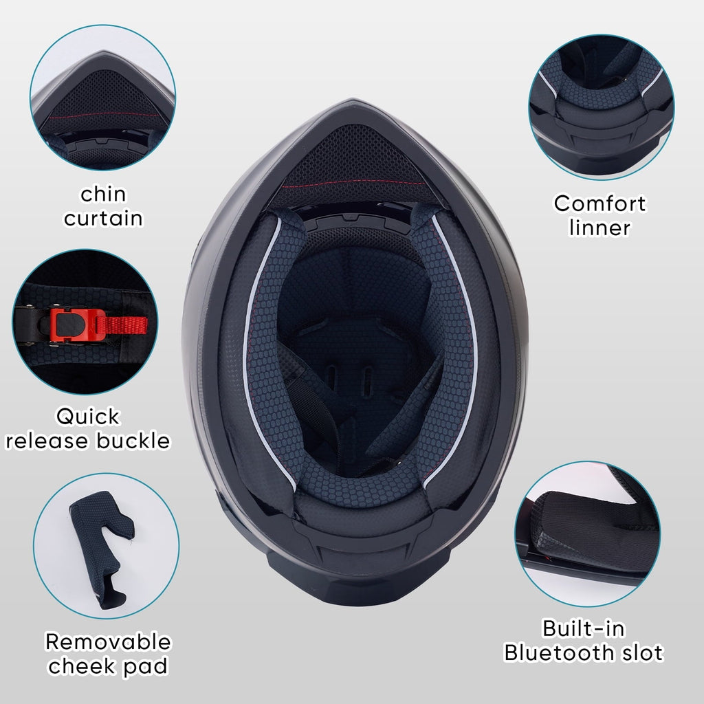 shamofeng Full-Face Adult Motorcycle Helmet, Motocross ATV Offroad Dirt Bike Helmet DOT Approved, L Size