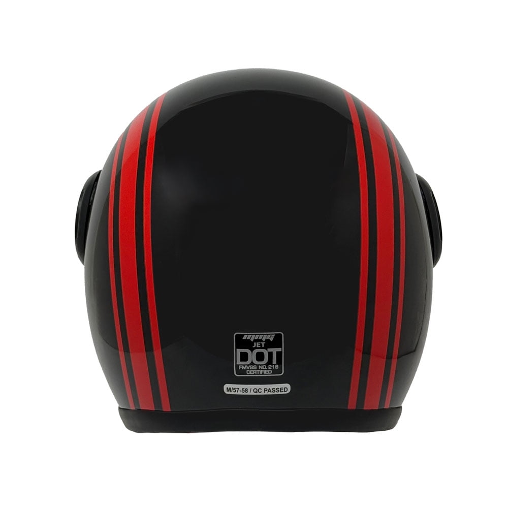 MMG Adult Motorcycle Helmet, Open Face Flip Up Visor DOT - Black/Red Graph (XL)