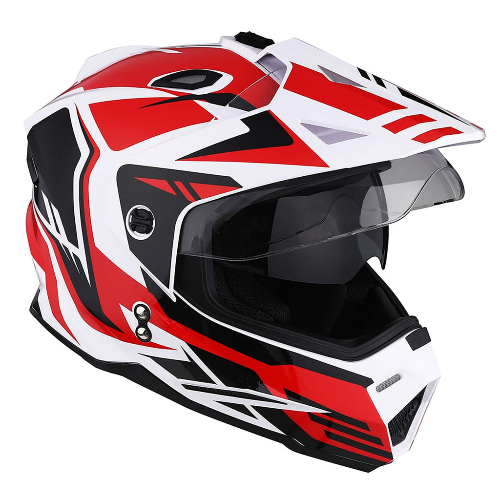1Storm Adult Motorcycle Motocross Dual Sport Off Road Full Face Dual Visor Helmet F802CLS Matt Black