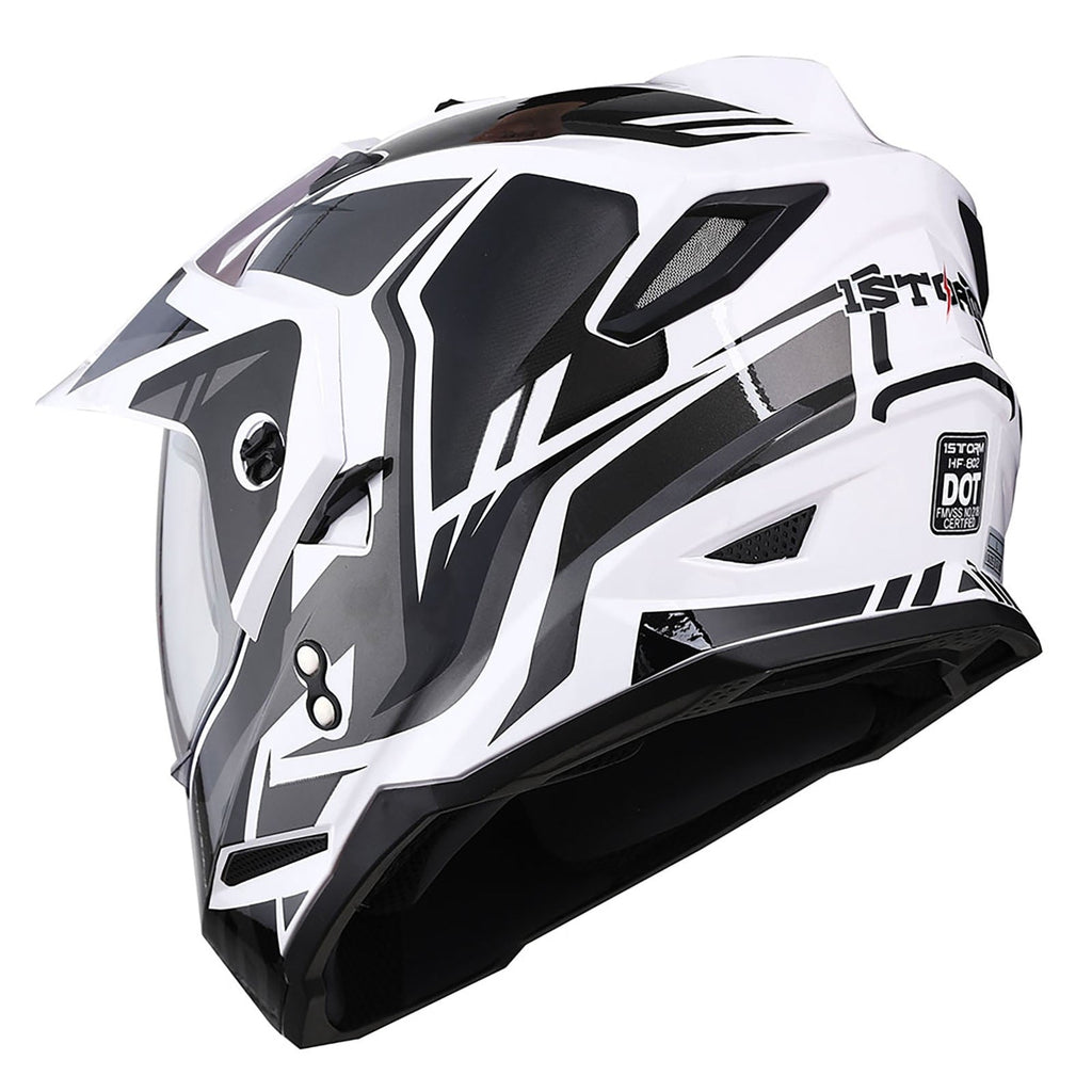 1Storm Adult Motorcycle Motocross Dual Sport Off Road Full Face Dual Visor Helmet F802CLS Matt Black