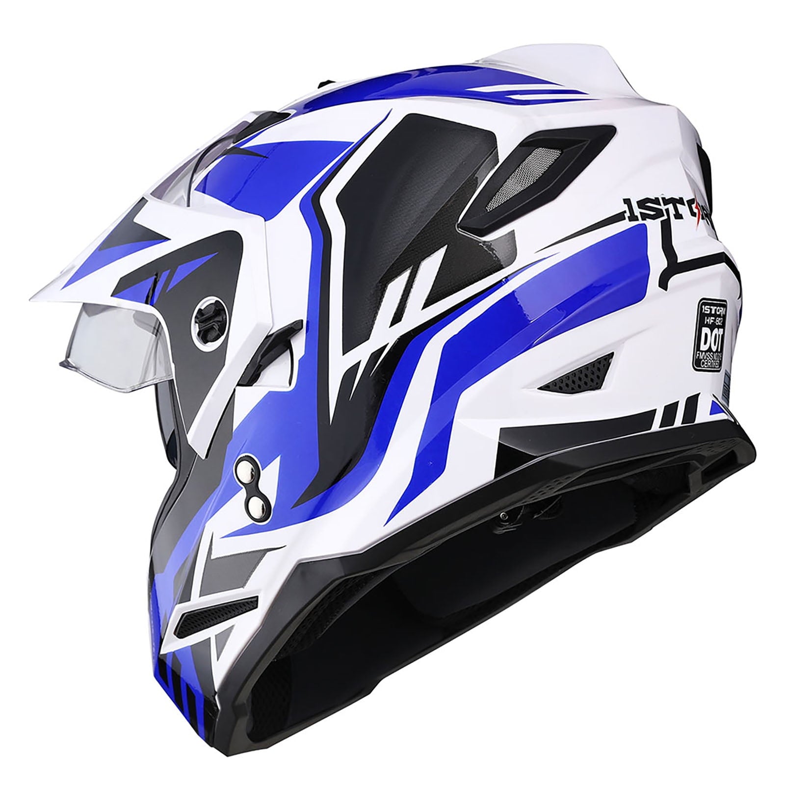 1Storm Adult Motorcycle Motocross Dual Sport Off Road Full Face Dual Visor Helmet F802CLS Matt Black